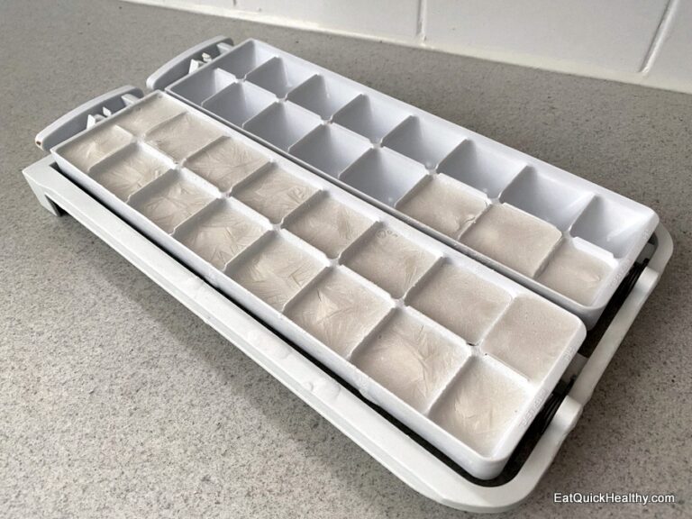 Frozen coconut milk cubes in ice tray