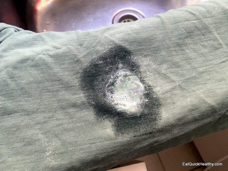 Stain remover on the coconut oil stain