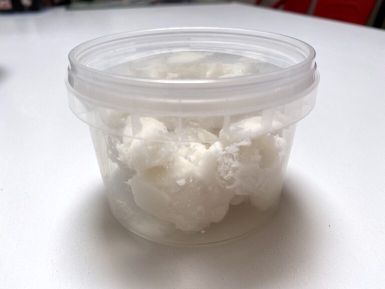 Shea butter in an airtight container